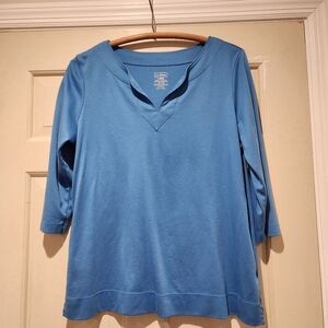 L.L. Bean Women's Blue 3/4 Sleeve Tunic Top – Size Large 100% Pima Cotton